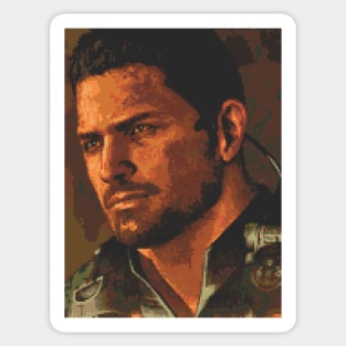 Chris Redfield Pixel Art Sticker